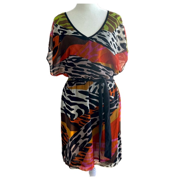 Trina Turk Caspian Silk Mini Dress in Multi Animal Print - Picture 1 of 7
